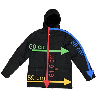 Carhartt WIP Trapper Parka Men's Hooded Full Zip Jacket Black Size