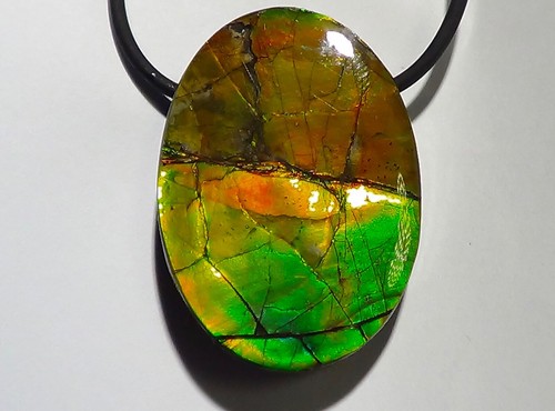 115 carat.!! I Sammler Ammolite Anhänger Grün-Golden-Orange-Rot + VIDEO - Picture 4 of 7