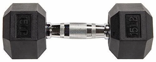 Sporzon! Mancuerna hexagonal cubierta de goma 15 libras, par Foto 3 de 3