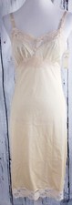 VTG Nancy King Lingerie Dress Full Slip Beige Size 32 Nylon Adjustable 2161