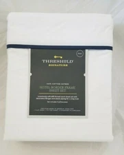 6 pc Threshold Signature 600 TC Hotel Border Frame Full Sheet Set NIP