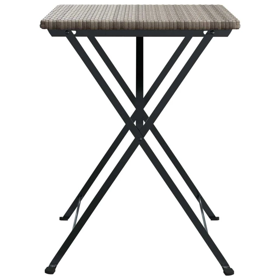 NNEVL Folding Bistro Table Grey 55x54x71 cm Poly Rattan Foto 4 de 4