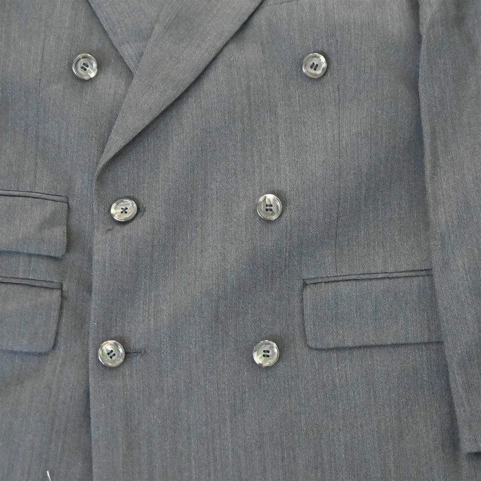 Vtg USA Made 42S Gray Birdseye Wool Double Breasted Blazer Jacket Sport Coat - Image 3 of 4