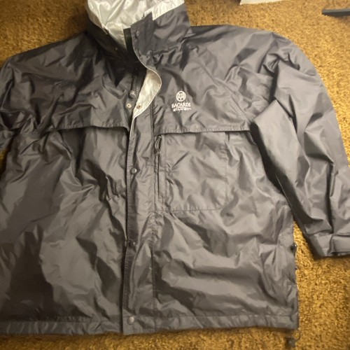 BACARDI SILVER Rain Jacket Sz XL Zip Black BAT Coat Weatherproof Korea Embrd EUC - Picture 2 of 15
