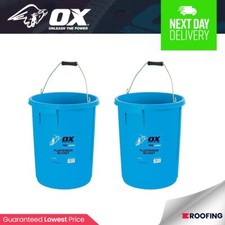 2x OX Pro P110825 Plasterers Bucket 25L Plaster Mortar Deep Mixing Bucket
