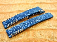 20mm/18mm Polished Stingray Leather Watch Band Exotic Leather Strap