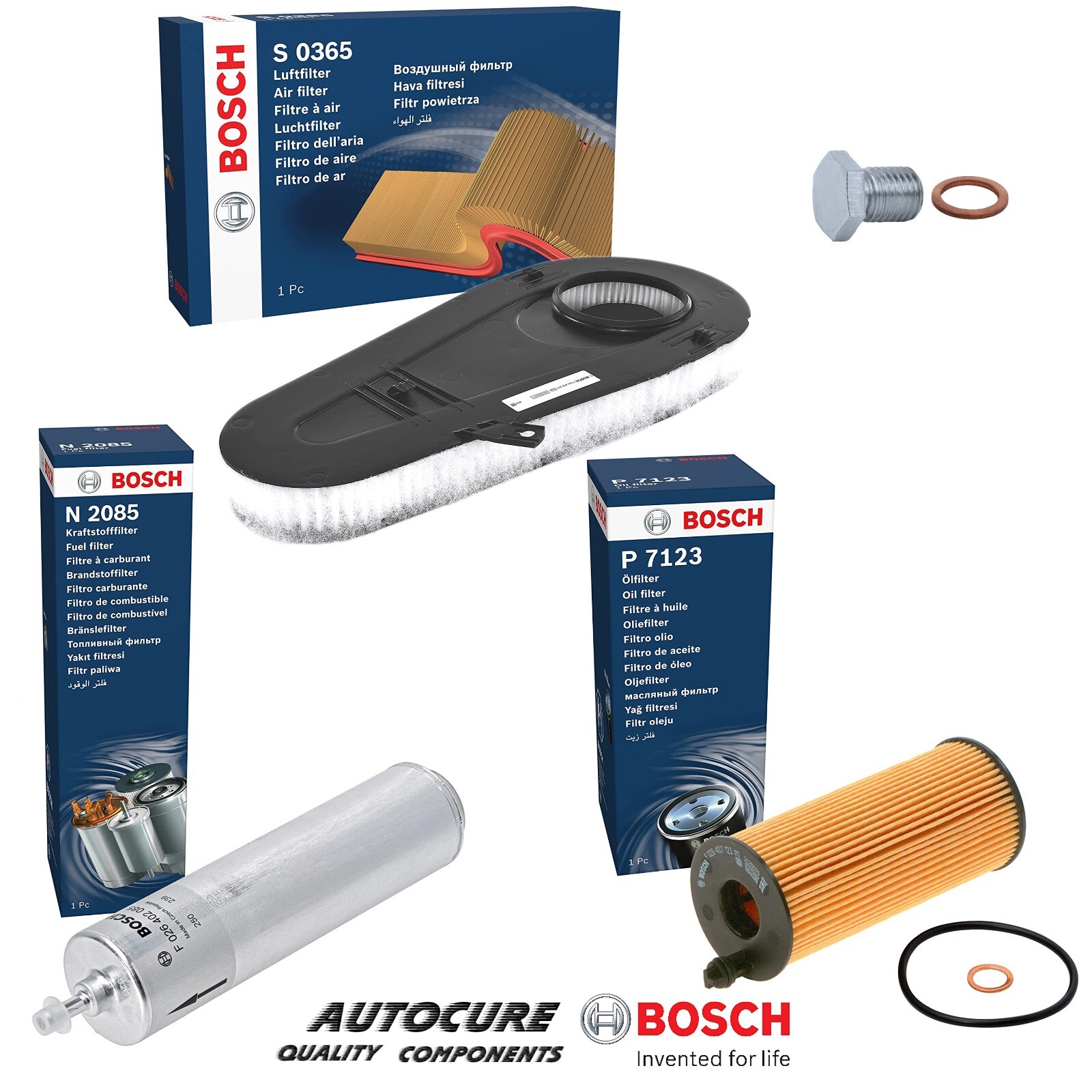 FOR BMW 5 SERIES 520D M SPORT BOSCH FILTER KIT 3 FILTERS OIL AIR FUEL