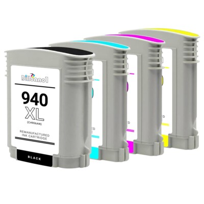 4PK Fits 940XL Black Cyan Magenta Yellow Ink Cartridge For Officejet 8000 8500
