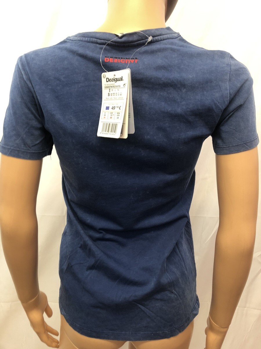 T-shirt Femme Desigual Bleu - Plusieurs Tailles Disponibles - Neuf Avec étiquettes