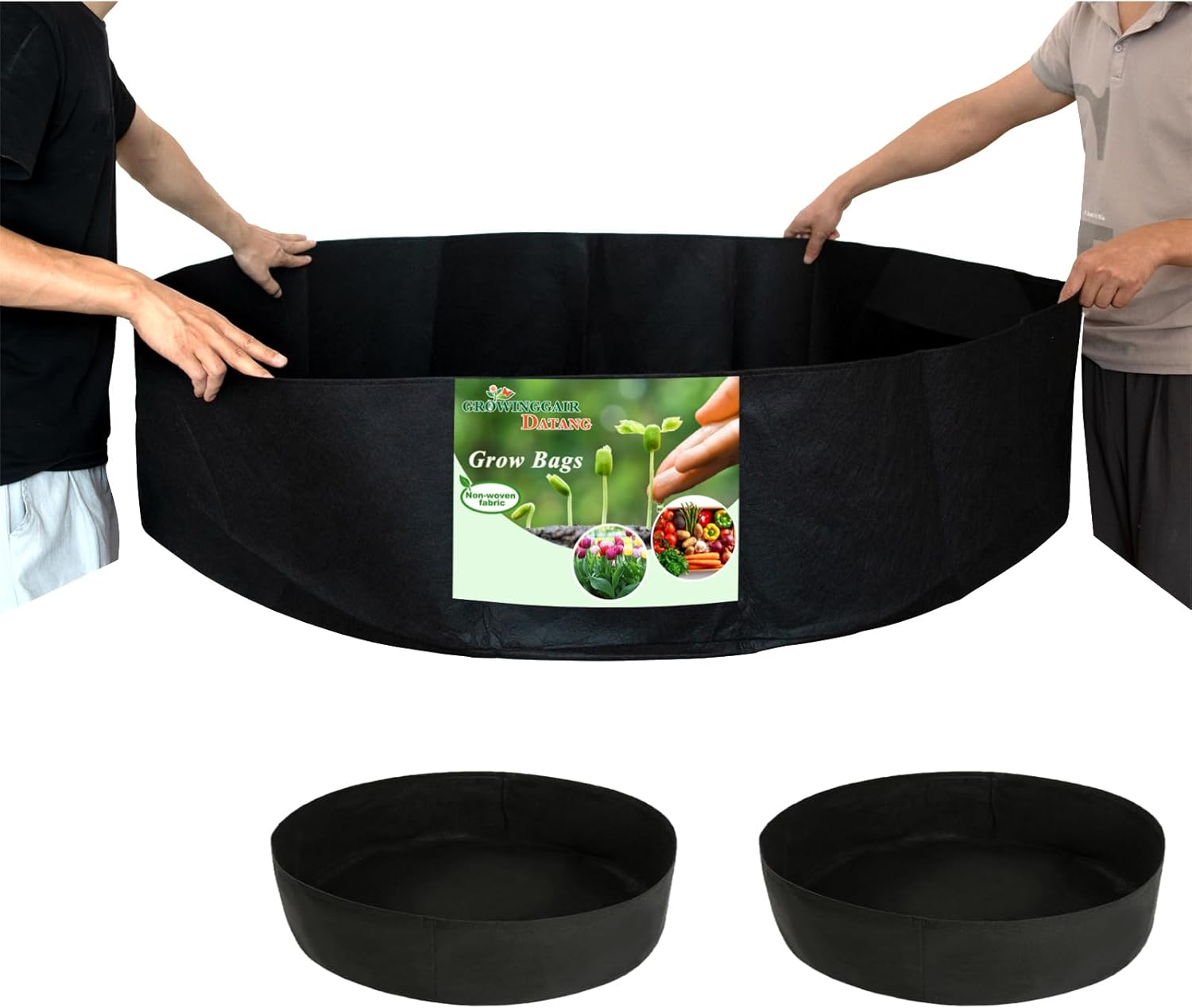 2-Pack 100 Gallon Large Non-Woven Grow Bags Reusable Thickened Durable Aeration