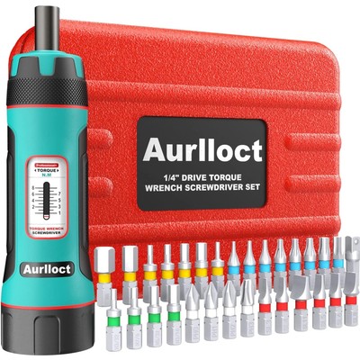 Torque Schraubenzieher, 1/4 Zoll, 1-8 Nm, 31 Bits, Handbetrieb, blau