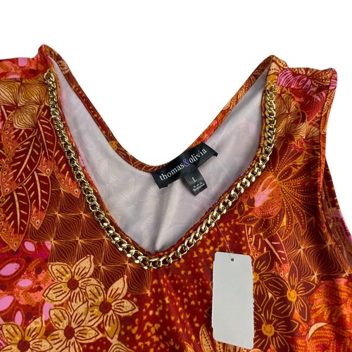 Thomas & Olivia Top Womens Embellished Tank L Multicolor Womens Sleeveless Flora - Bild 3 von 5