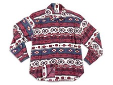 Vintage Tapestry Button Up Shirt Abstract Shapes Colors Shirt LARGE