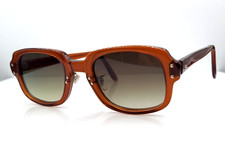 Vintage Romco Military Brown Oval Horn-Rimmed Sunglasses USA W/NEW LENSES