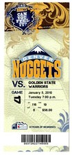 2010 DENVER NUGGETS vs WARRIORS season ticket STEPHEN CURRY rookie year 1/5/10