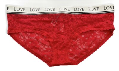Victoria's Secret Love Band Red Lace Nwt Sexy Hiphugger Panty Large L