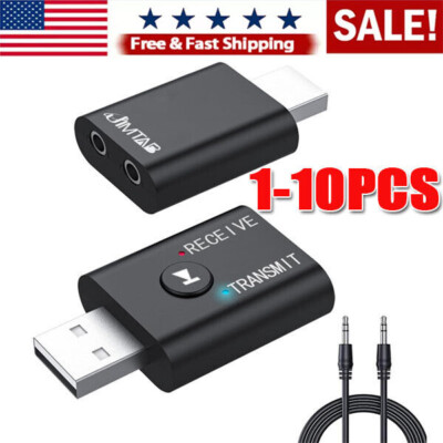 Wireless USB Bluetooth 5.0 Audio Transmitter Receiver Adapter 3.5mm For TV Car