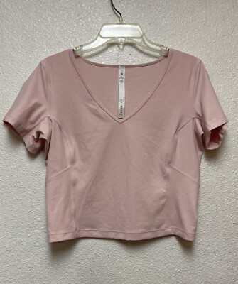 Lululemon Nulu Cropped Slim Yoga Short Sleeve Top Pink Sz 12