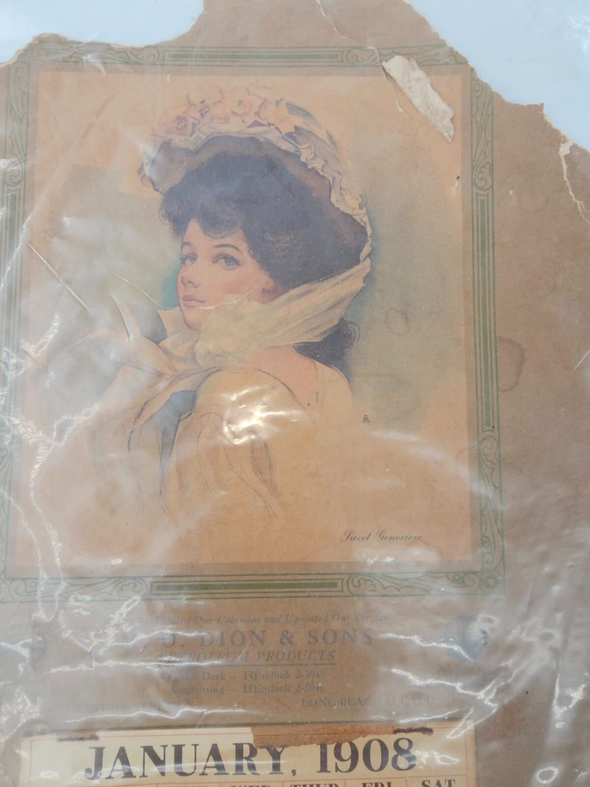 1908 Calendar 11x16 Shell Oil - M. O. Dion Petroleum products Long ...