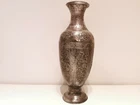 ANTIQUE RARE BEAUTIFUL CHINESE OR VIETNAM CARVED SILVER PLATED VASE WITH DRAGONS