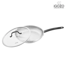 iGOZO 28CM ELITE 304 STAINLESS STEEL FRYPAN + KITCHEN COOKWARE
