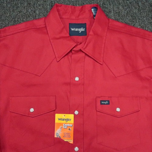Wrangler Shirt Mens Large Red Pearl Snap Western Long Sleeve Cowboy Cut NWT - Picture 2 of 8