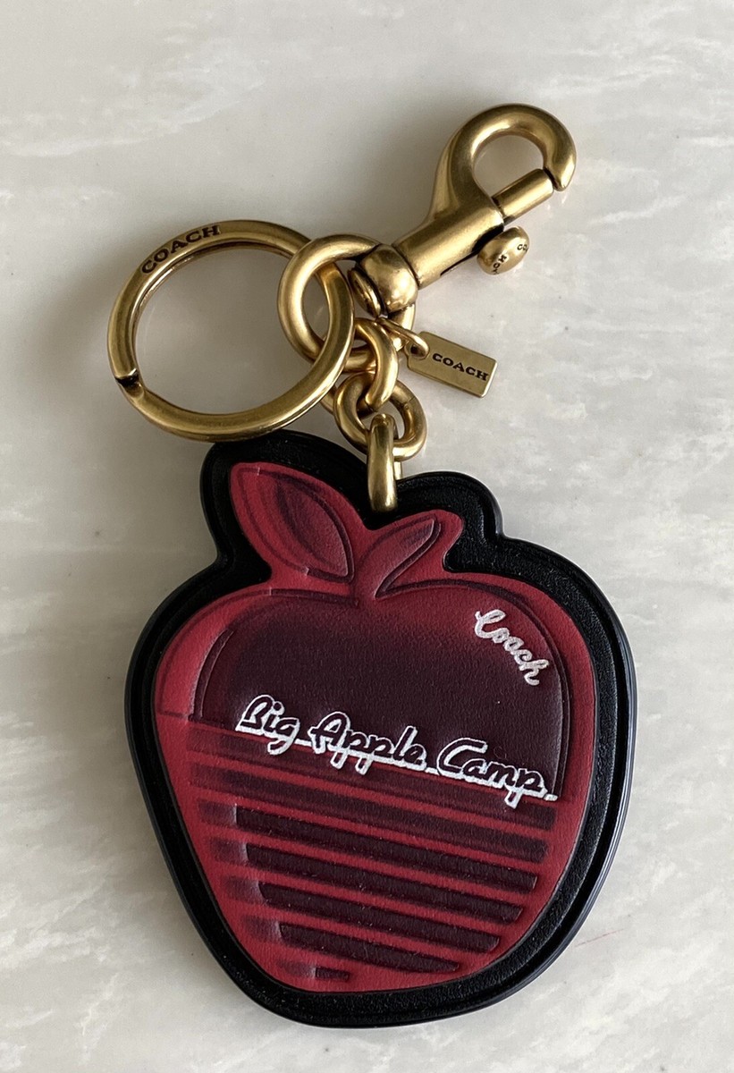 希少✨️Coach Apple Keather Key Ring Charm NEW COACH RED MY APPLE CAMP LEATHER KEYRING CHARM FOB 3811