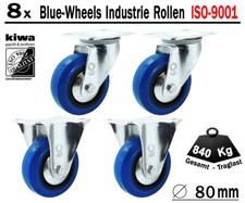 Blue Wheels Industrie Transport Lenk Rollen 8 x Ø 80mm Le-Bo / BS-Rollen Germany