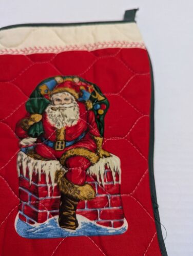 Vintage Handmade Christmas stocking Quilted Santa dual image darned sock 15" - Picture 7 of 9