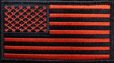 USA Flag Red Black 3.5 X 2.0 Iron on Sew on Patch
