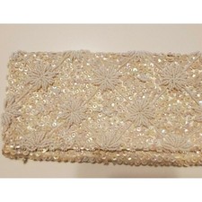 Vintage Hand Beaded White Evening Clutch/Purse - As Is