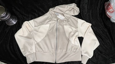 White Birch Womens Large Zip Up Hoodie Cream Soft Knit Boutique NWT