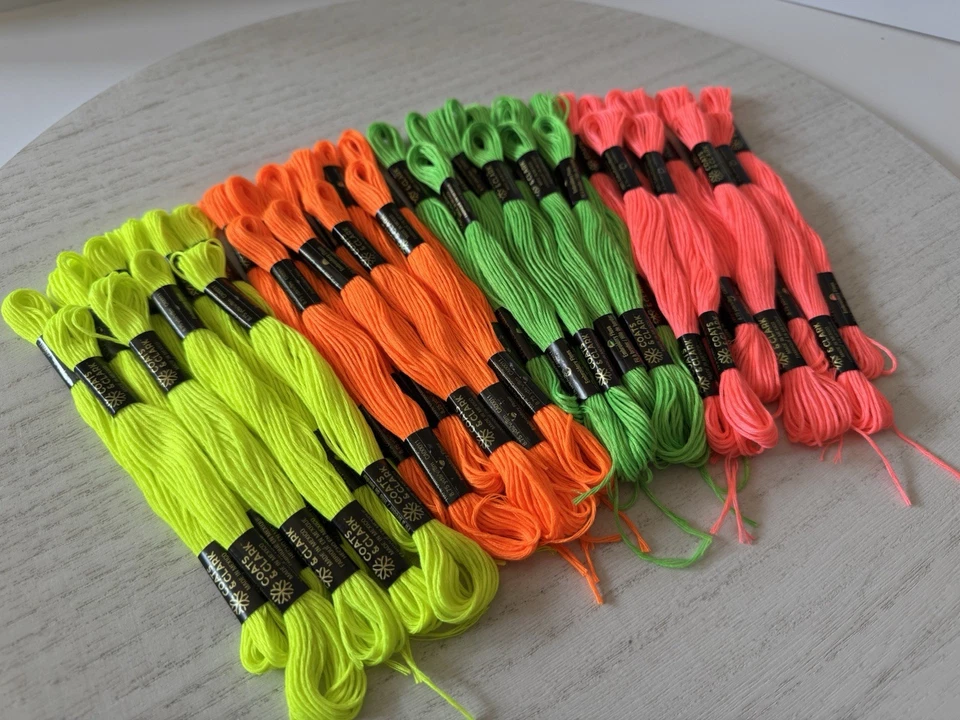 Coats & Clark Cotton Embroidery Floss Thread~Lot of 40 Skeins~Bright Neon Colors - Image 4 of 4