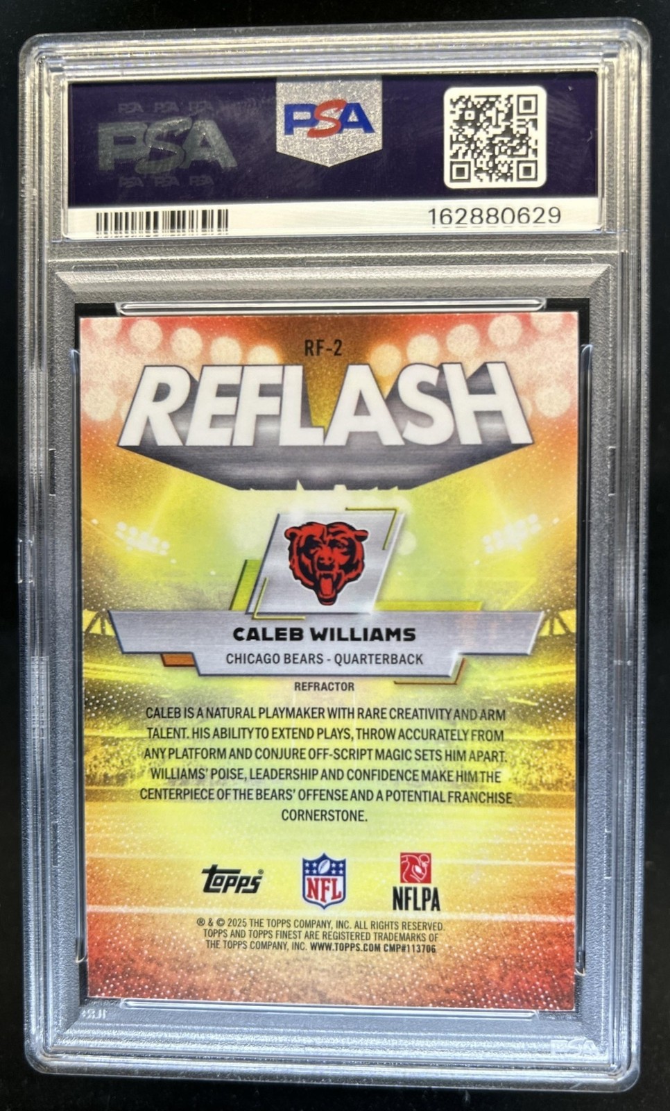 2025 Topps Finest Caleb Williams Reflash Refractor #RF-2 Bears PSA 9 view 2