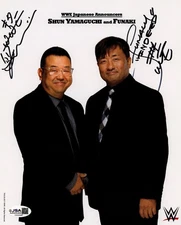 *OFFICIAL PROMO* WWE SHUN YAMAGUCHI & FUNAKI DUAL SIGNED 8x10 JSA AUTO