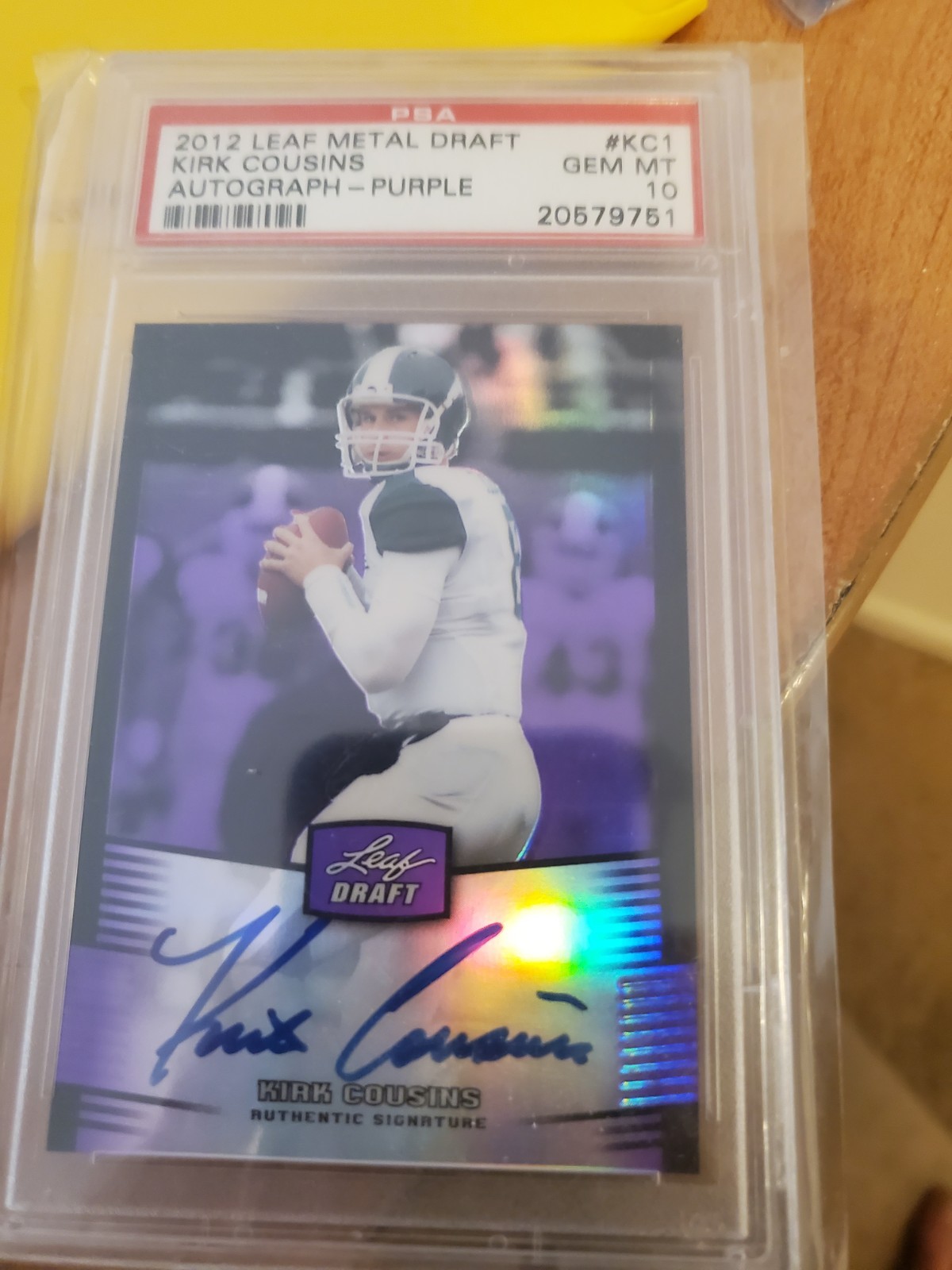 Kirk Cousins Leaf Metal Draft #KC1 Autograph-Prismatic Purple