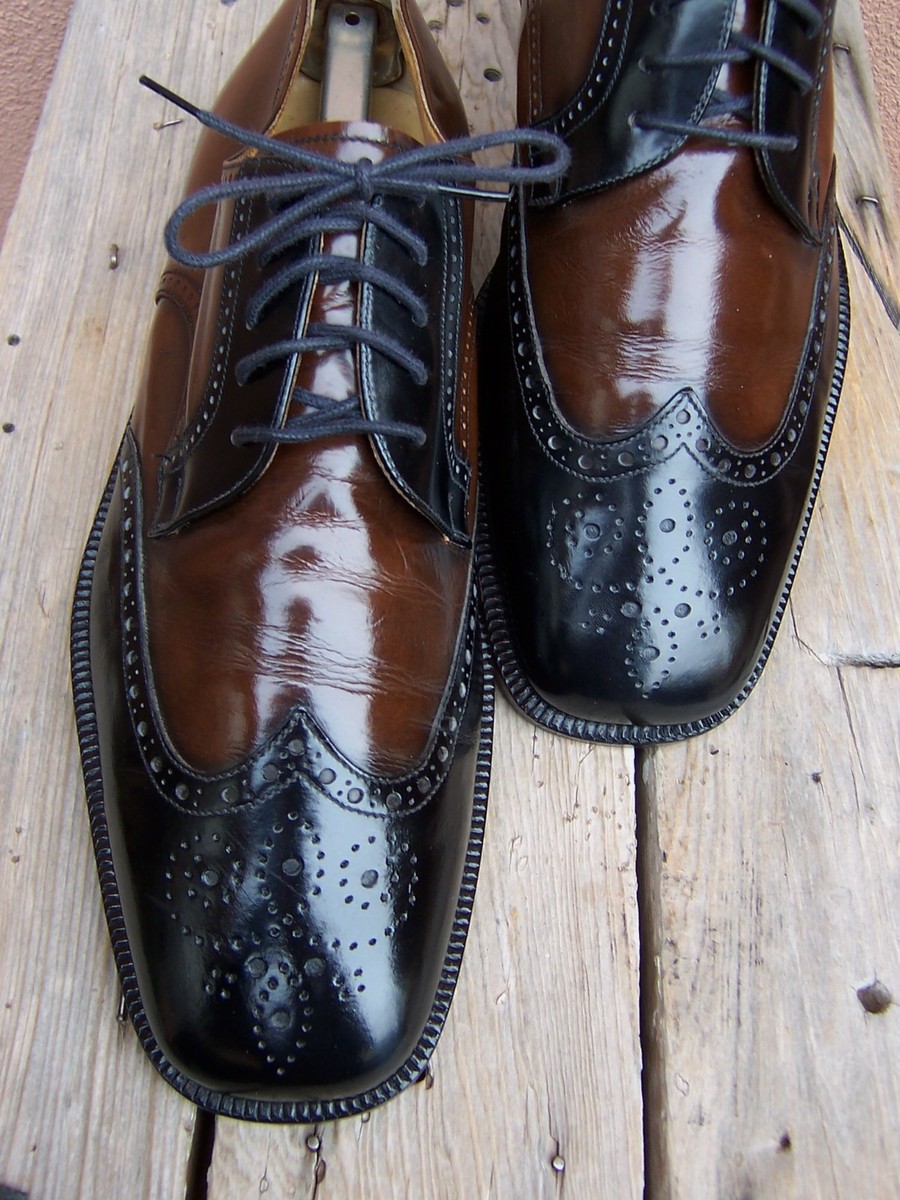 MORESCHI Mens Dress Shoes Black Brown Leather Italian  display picture 1