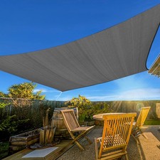 16'x16' Square Sun Shade Sail Dark Grey HDPE Canopy UV Block for Patio Garden