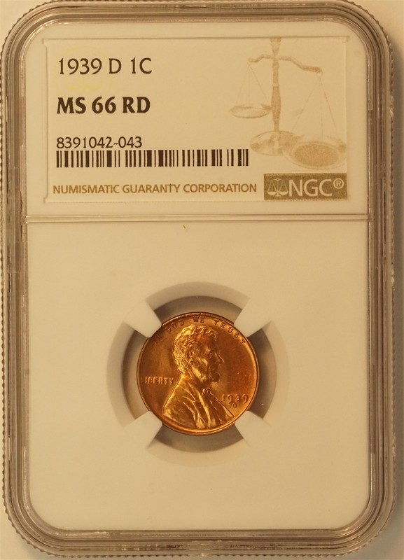 1939 D Lincoln Wheat Small Cent MS 66 RD NGC 1C US COIN PENNY