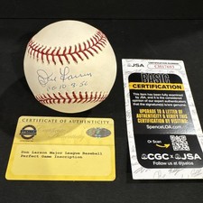 Don Larsen Signed Baseball “PG 10-8-56” New York Yankees Steiner MLB Certified