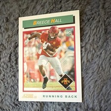 Panini 2022 Score Breece Hall #TB5 Rookie Iowa State Cyclones Throwback Card. rookie card picture