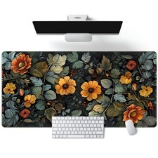 Floral Desk Mat Old World Style Cottagecore Flowers Extended Mouse Pad Large ...