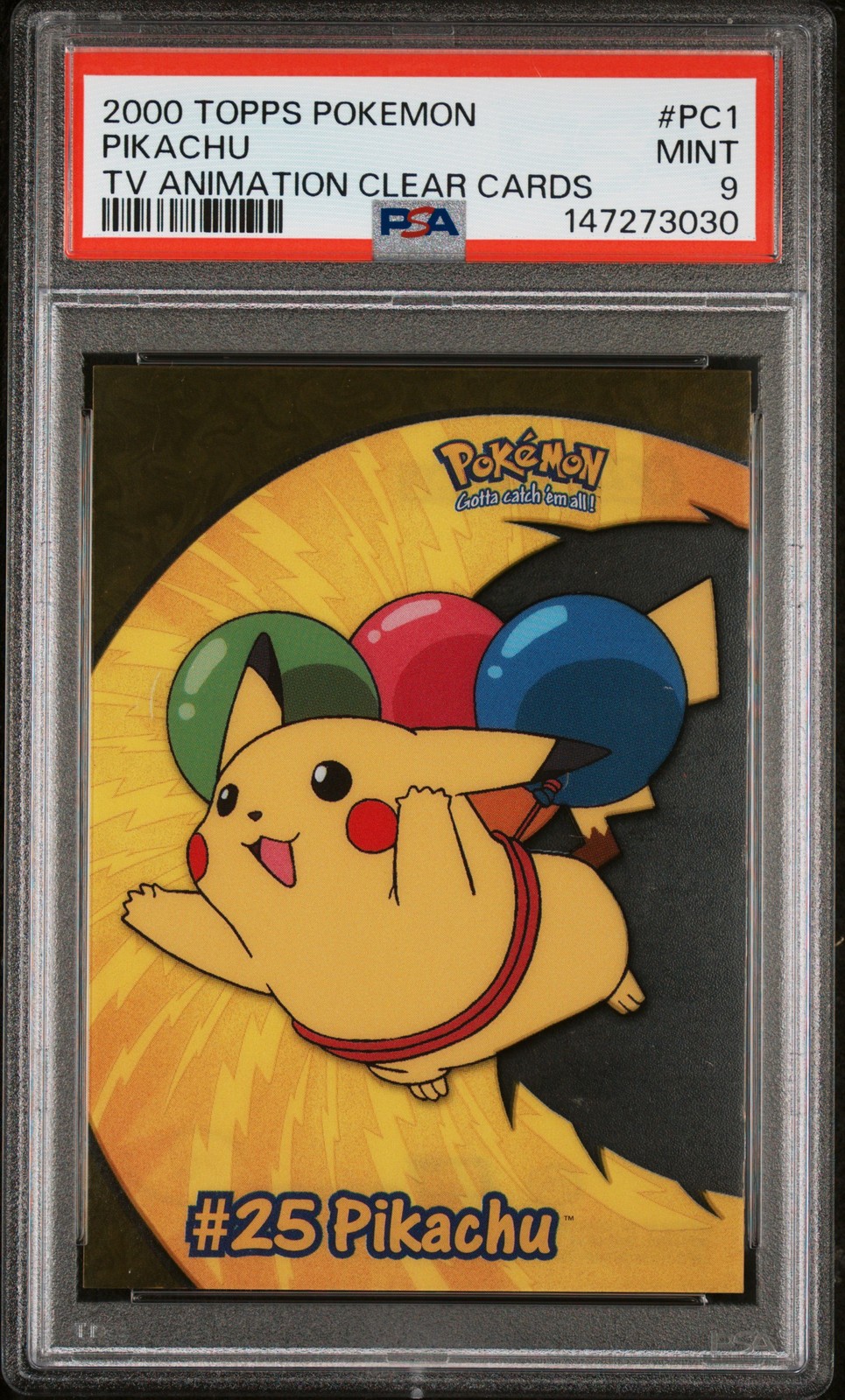 Pikachu PSA 9 2000 Topps Pokemon Tv Animation Clear Cards #PC1