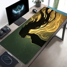 A Large Electronic Sports Gaming Mouse Pad Featuring a Character with Flowing B