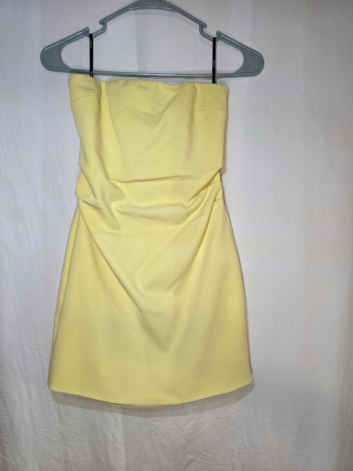 Yellow Solid Strapless Mini Dress Sleeveless Shor… - image 2
