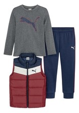 PUMA Boys' 3-Piece Sports Set Long-sleeve Top Sweatpants Insulated Vest Size 6