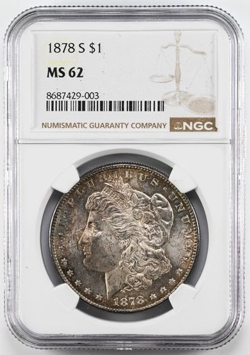 1878-S Morgan Silver Dollar NGC MS62 Obverse Toning $1 -See Photos