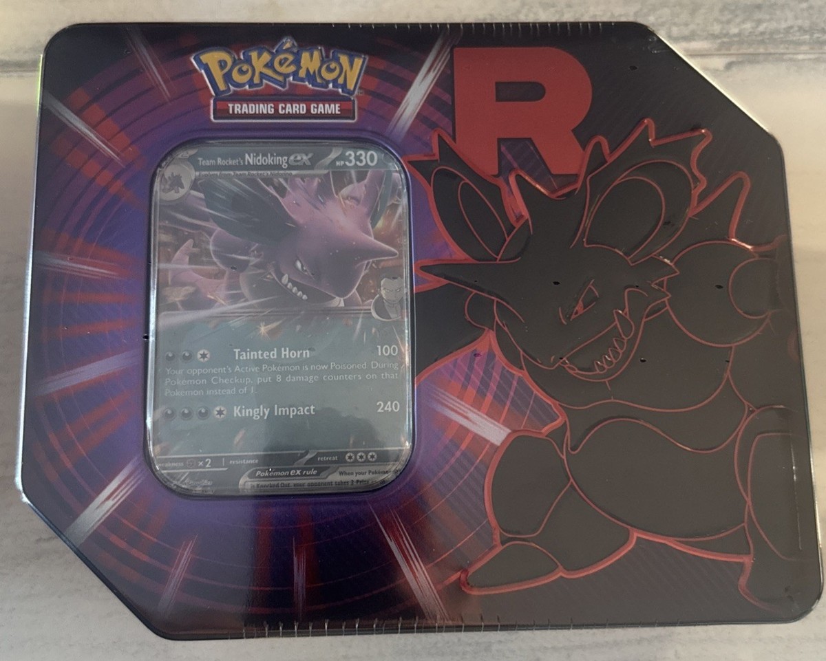 Pokemon TCG Destined Rivals Team Rocket Tin (Nidoking ex) - Sealed New