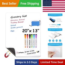 20'' X 13'' inch Magnetic Dry Erase Whiteboard for Refrigerator, Fridge White...