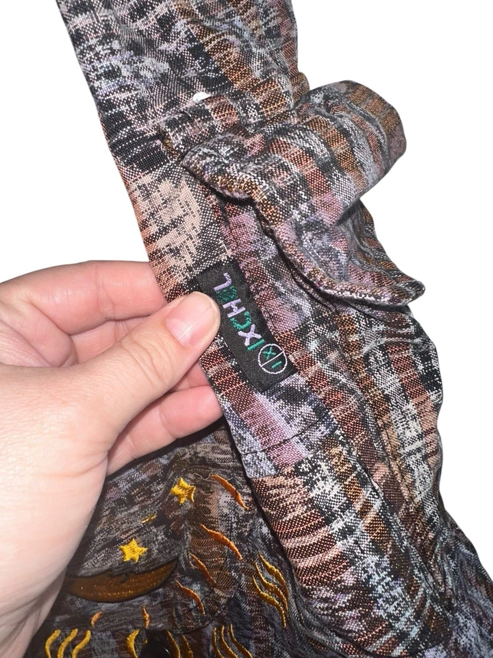 Bolso Bandolera Ixchel Tejido a Mano Sillín Parche Bordado Setas Hippie Marrón Foto 3 de 4